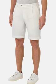 Bermuda En Coton Tencel Extensible, Blanc, hi-res