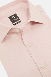 Camicia In Lino Regular Fit, Rosa, hi-res
