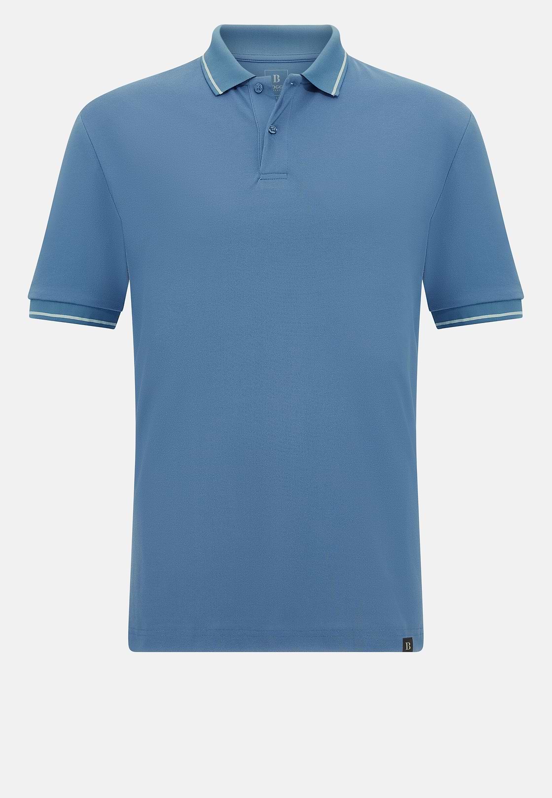 Cotton Blend Piqué Polo Shirt, Air-blue, hi-res