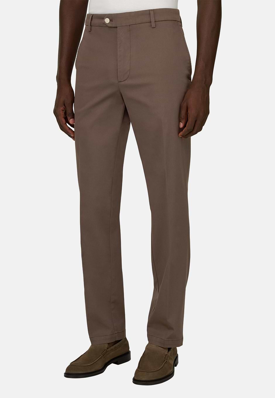 Hose Aus Baumwoll-Tencel-Stretch, Braun, hi-res