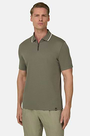 Pima Interlock Half Zip Polo, Military Green, thumb, 1