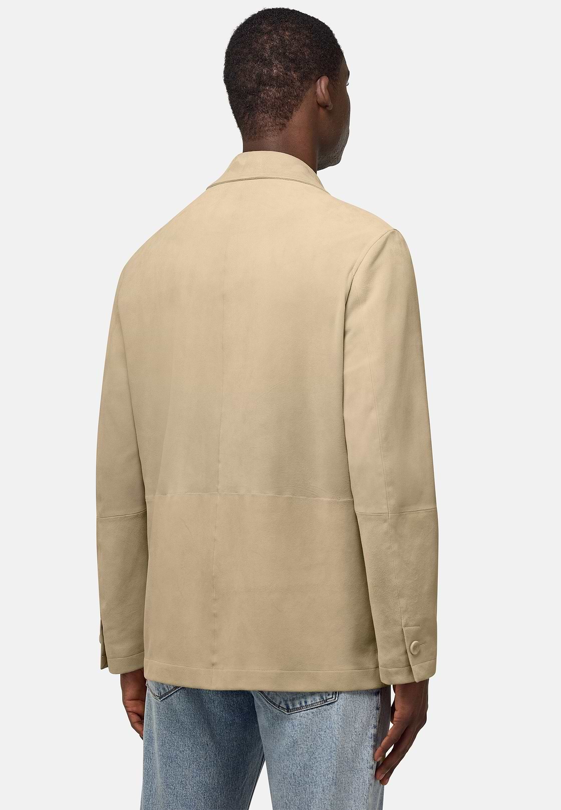 Veste Chemise En Daim Véritable, Beige, hi-res