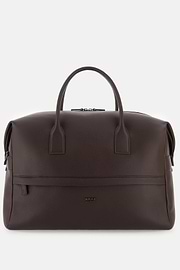 Duffle Bag in Leather-Effect Fabric, Dark brown, thumb, 1