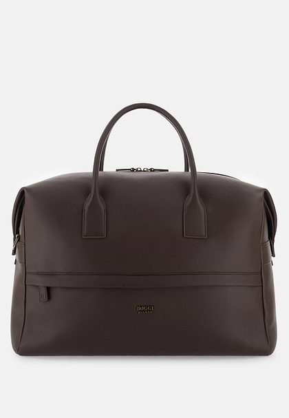 Duffle Bag in Leather-Effect Fabric, Dark brown, hi-res