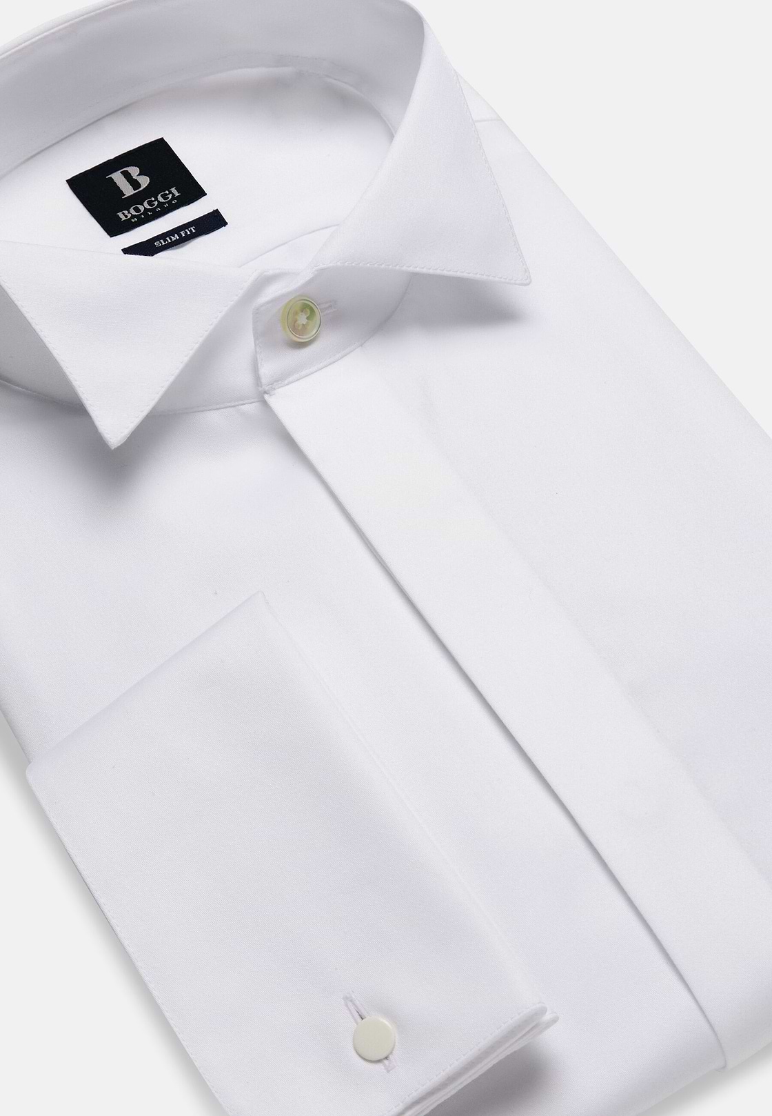 Slim Fit Baumwollsatinhemd, Weiß, hi-res, 5