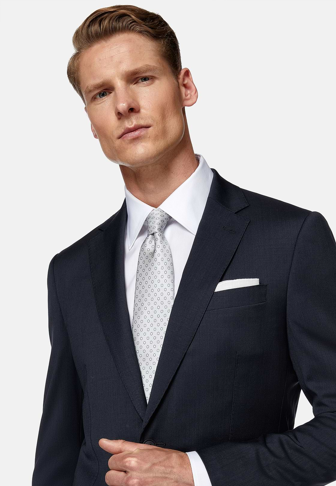 Blue Pinstripe Stretch Wool Suit, Navy blue, hi-res