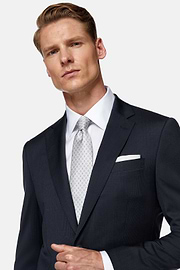 Blue Pinstripe Stretch Wool Suit, Navy blue, hi-res