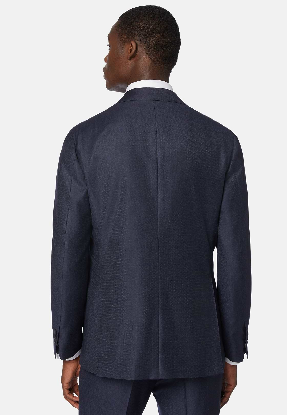 Navy Micro Textured Suit in Super 130 Wool, Navy blue, hi-res