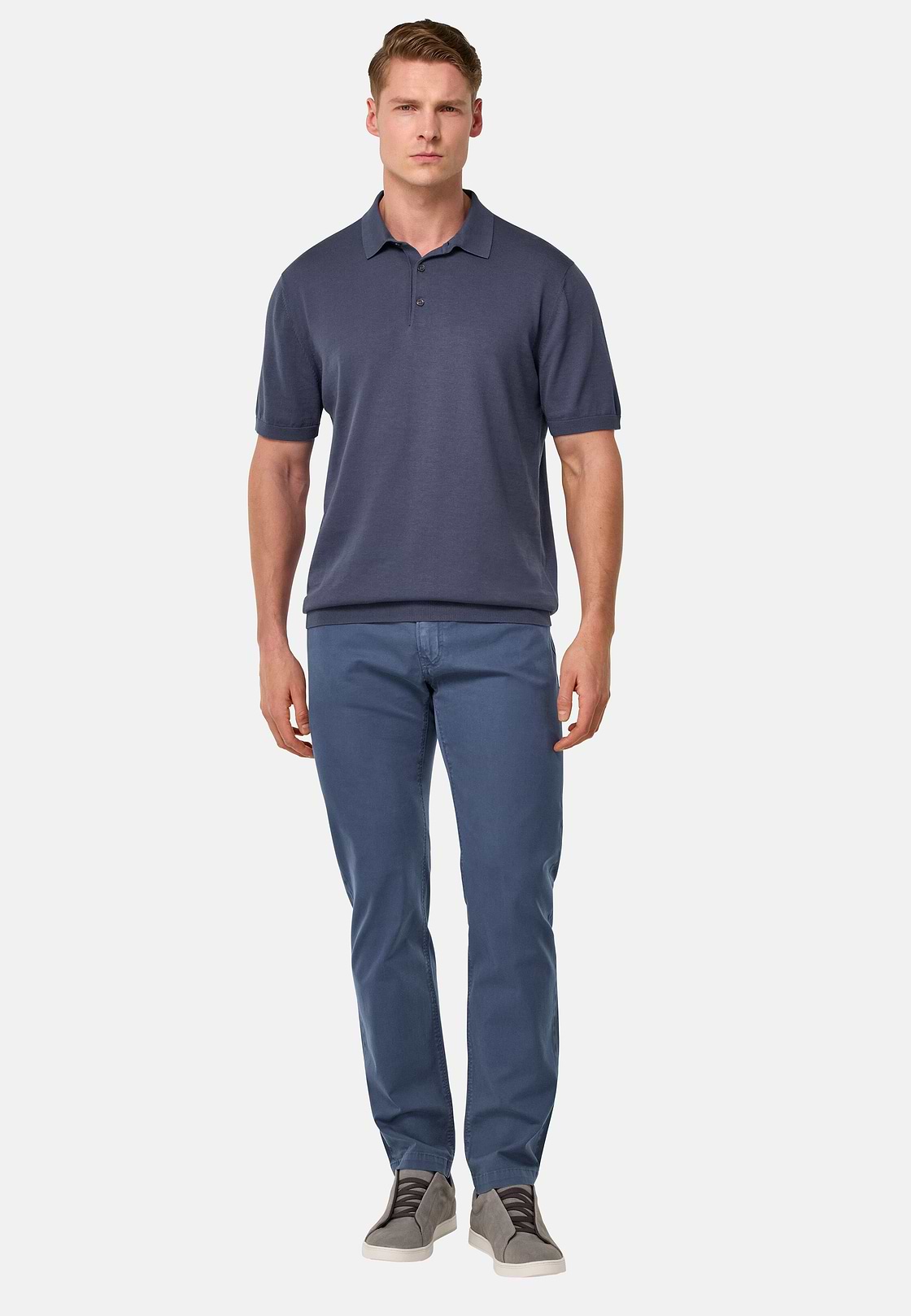 Stretch Cotton 5-Pocket Trousers, Air-blue, hi-res