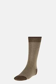 Chaussettes Rayées Micro Motif En Coton Bio, Marron, hi-res