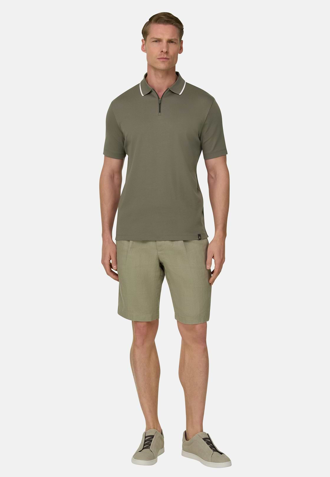 Pima Interlock Half Zip Polo, Military Green, hi-res, 2