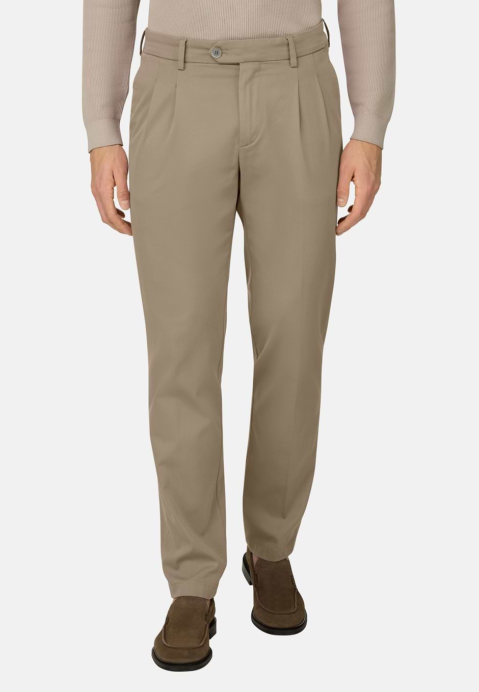 Stretch Cotton/Tencel Pants, Taupe, hi-res