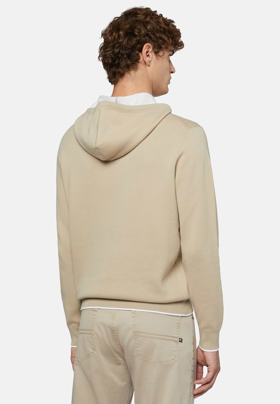 Beige Hoodie In Cotton, Beige, hi-res