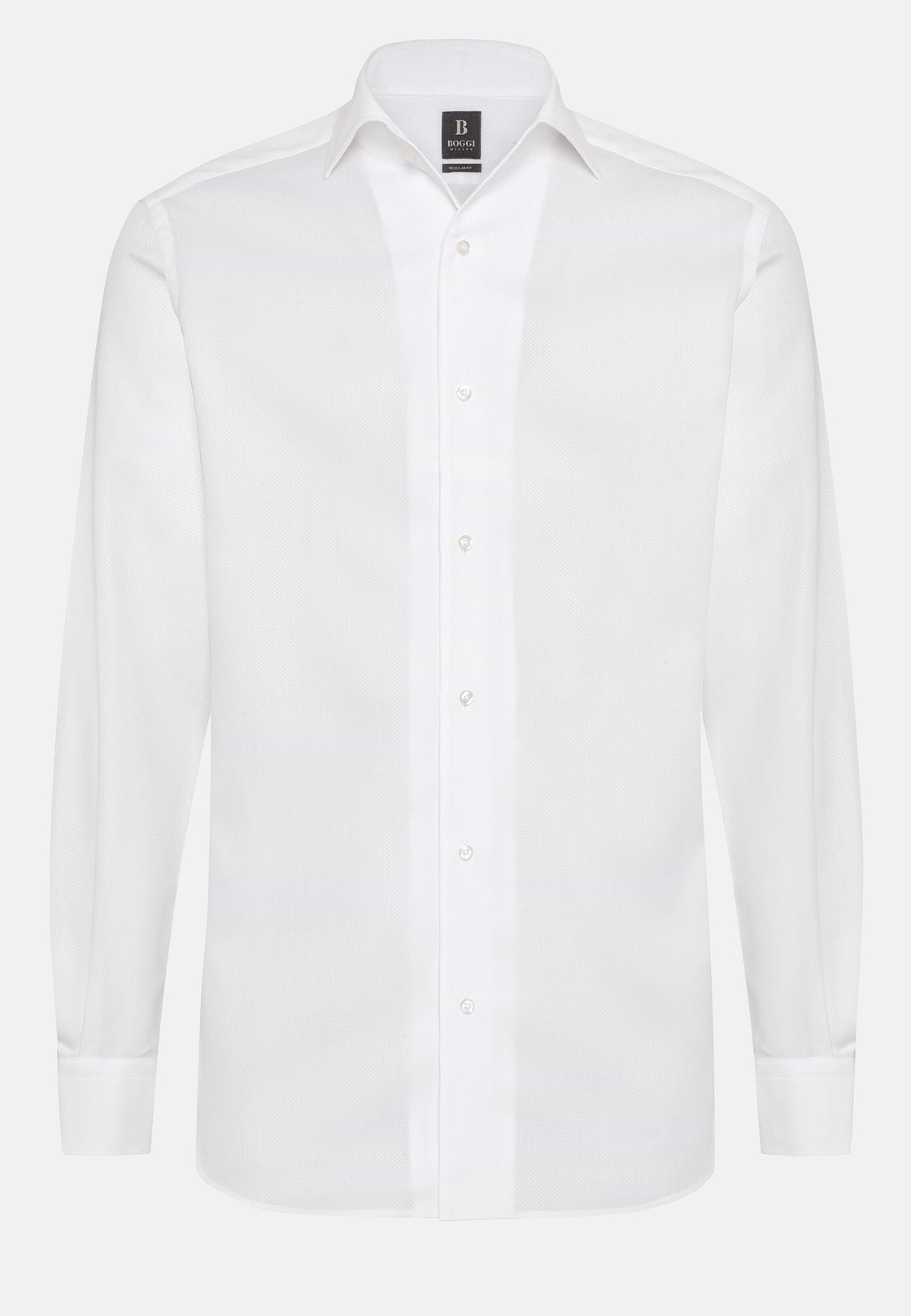 Chemise Nid D'Abeille En Coton Regular Fit, Blanc, hi-res