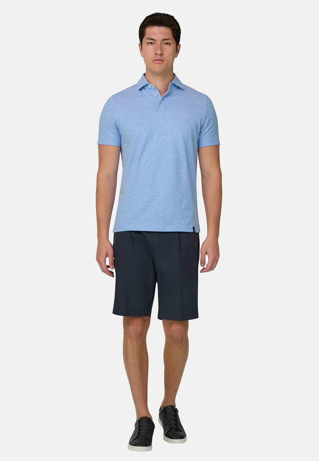 Bermuda In Cotone Con Coulisse, Navy, hi-res, 2