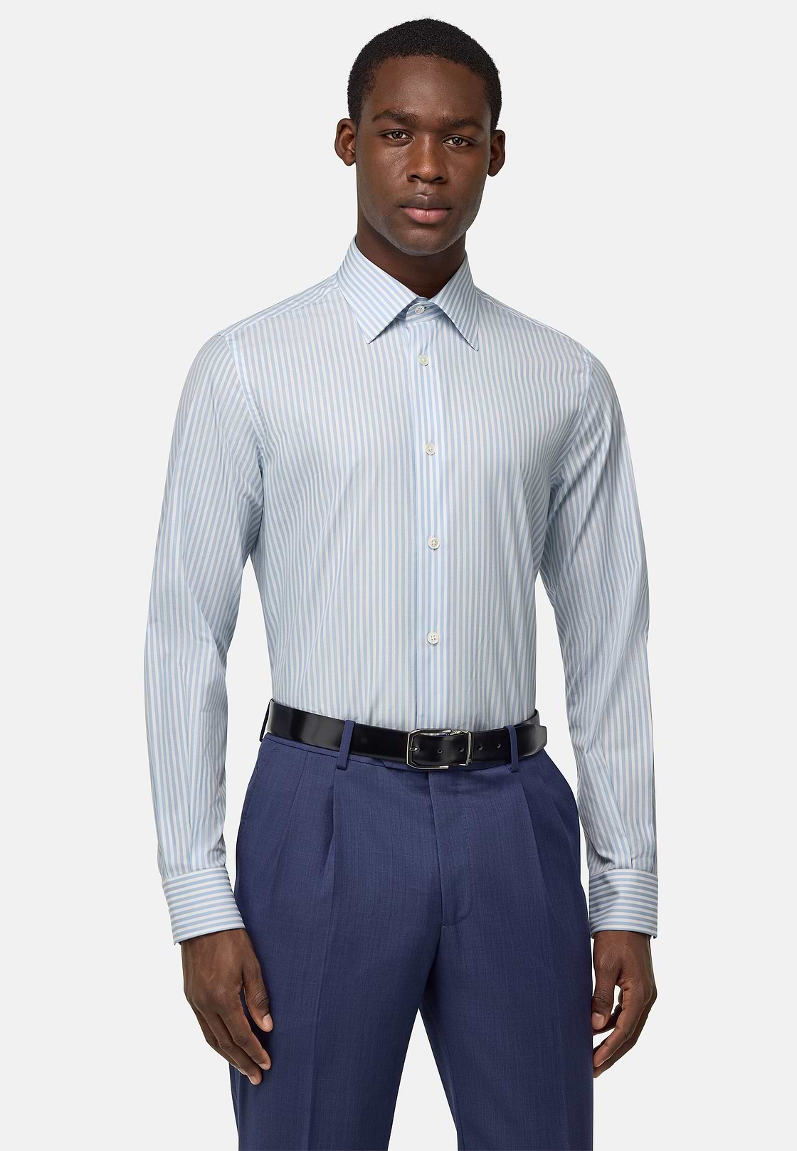 Regular Fit Cotton Dobby Shirt, Light Blue, hi-res
