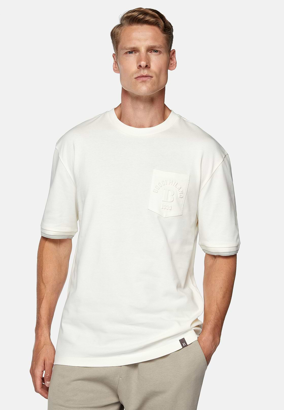 Organic Cotton Blend T-Shirt, White, hi-res