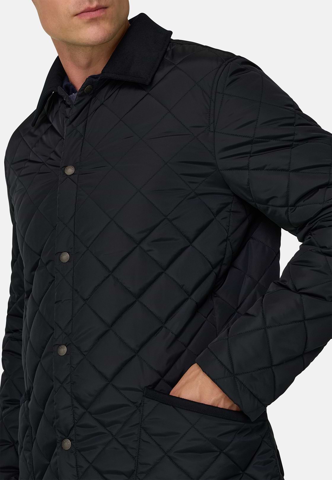 Peacoat Padded in Technical Fabric, Navy blue, hi-res, 3