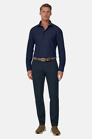 Trousers in Stretch Cotton, Navy blue, thumb, 2