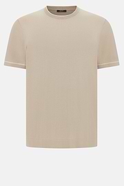 Cotton Crêpe Knit T-Shirt, Sand, hi-res