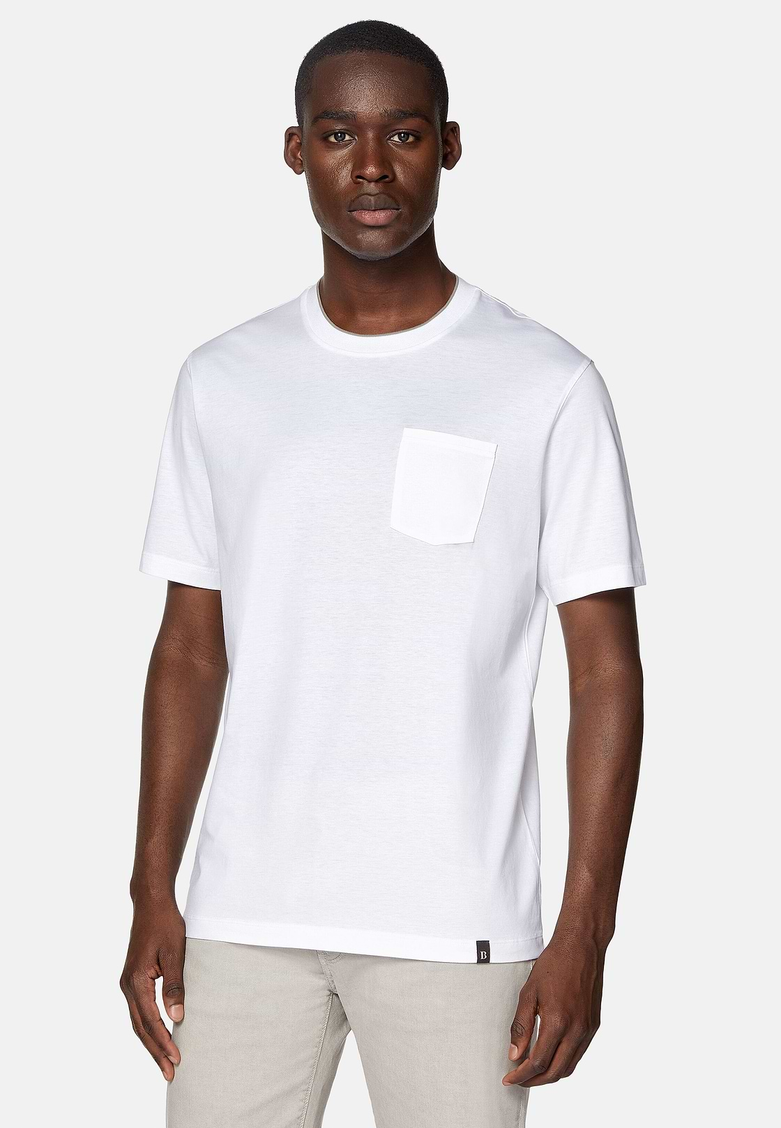 T-Shirt En Jersey De Coton Et Tencel, Blanc, hi-res