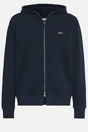 Sweat-Shirt Full Zip En Coton Bio Mélangé, bleu marine, hi-res