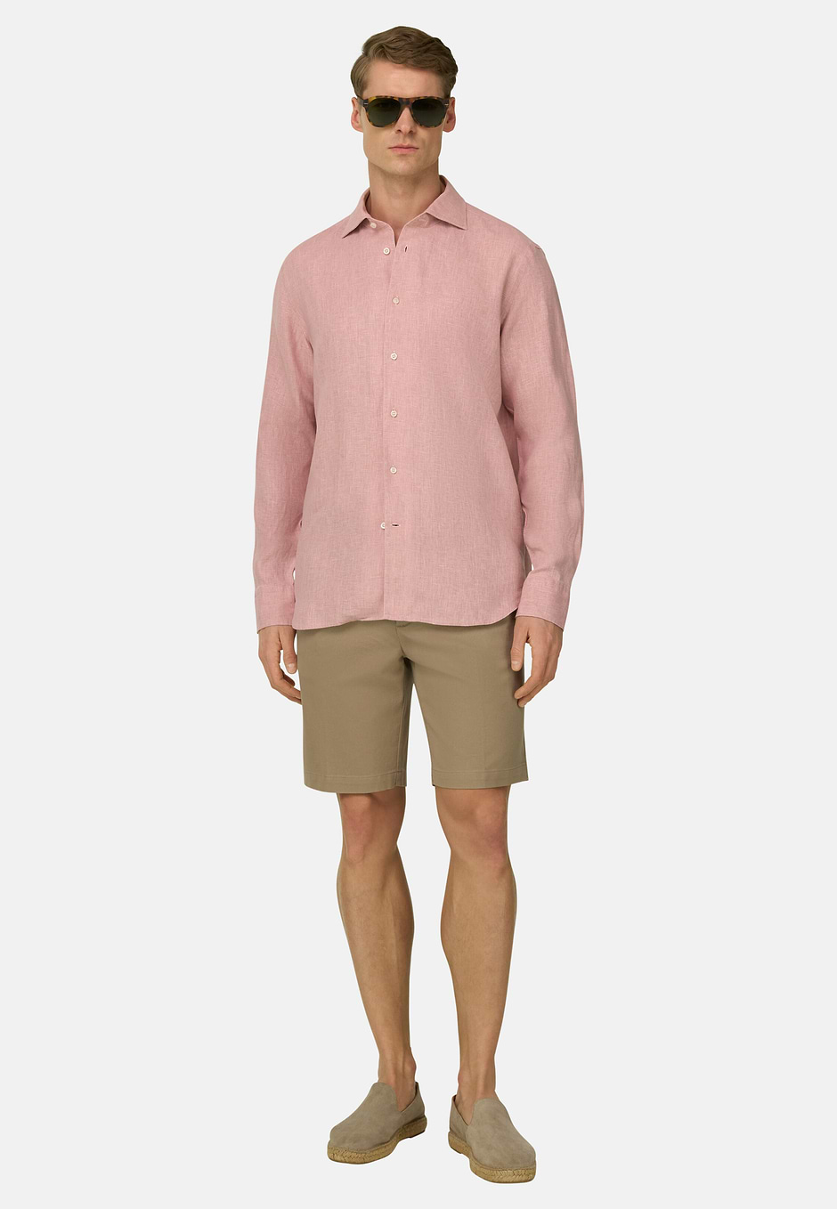 Regular Fit Linen Shirt, Pink, hi-res