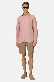Camicia In Lino Regular Fit, Rosa, thumb, 2
