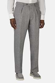 Pantalon En Pur Lin, Gris, thumb, 1
