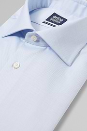 Camisa azul de pin point de algodón regular fit, , thumb, 2
