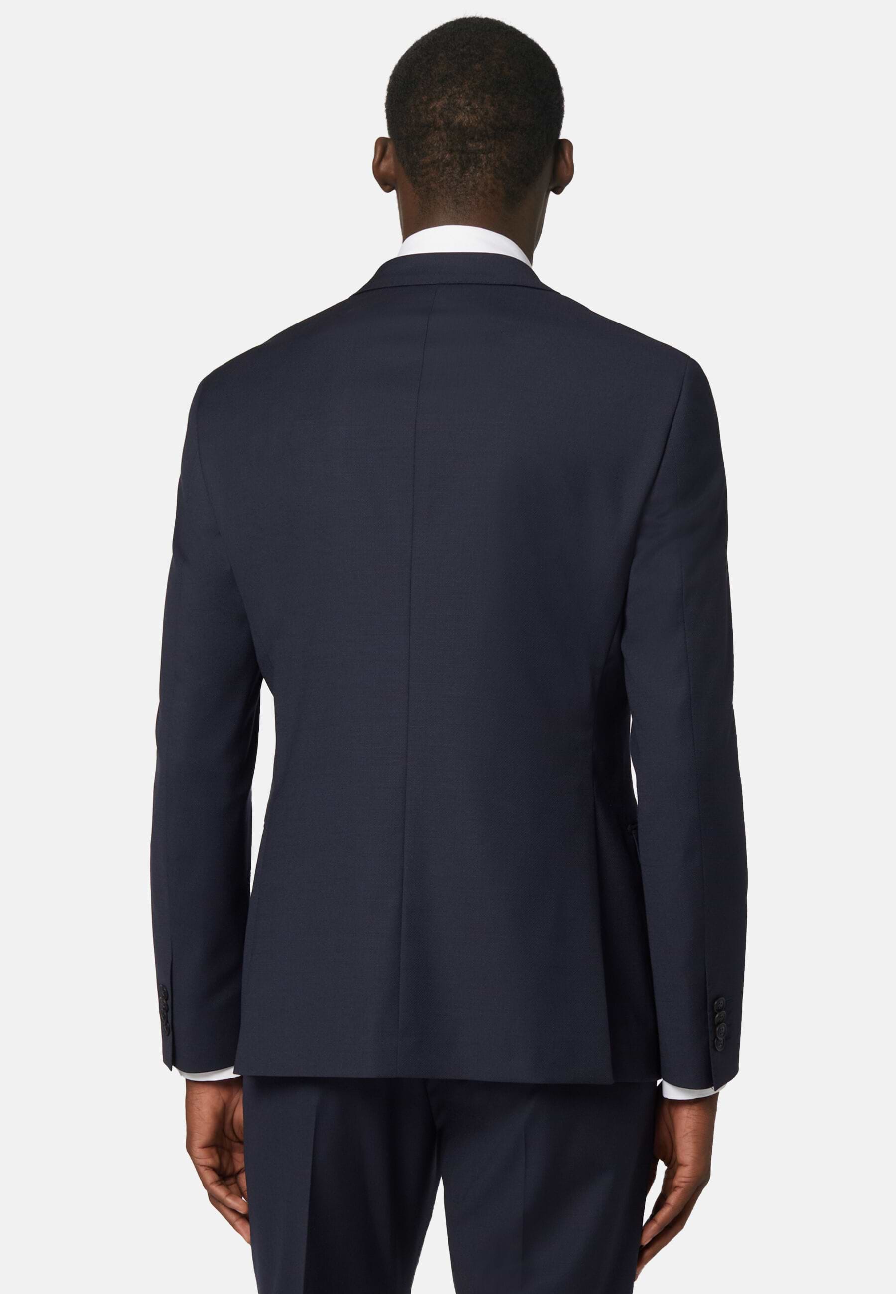 Men's Micro patterned stretch wool blazer, Navy blue | Boggi Milano