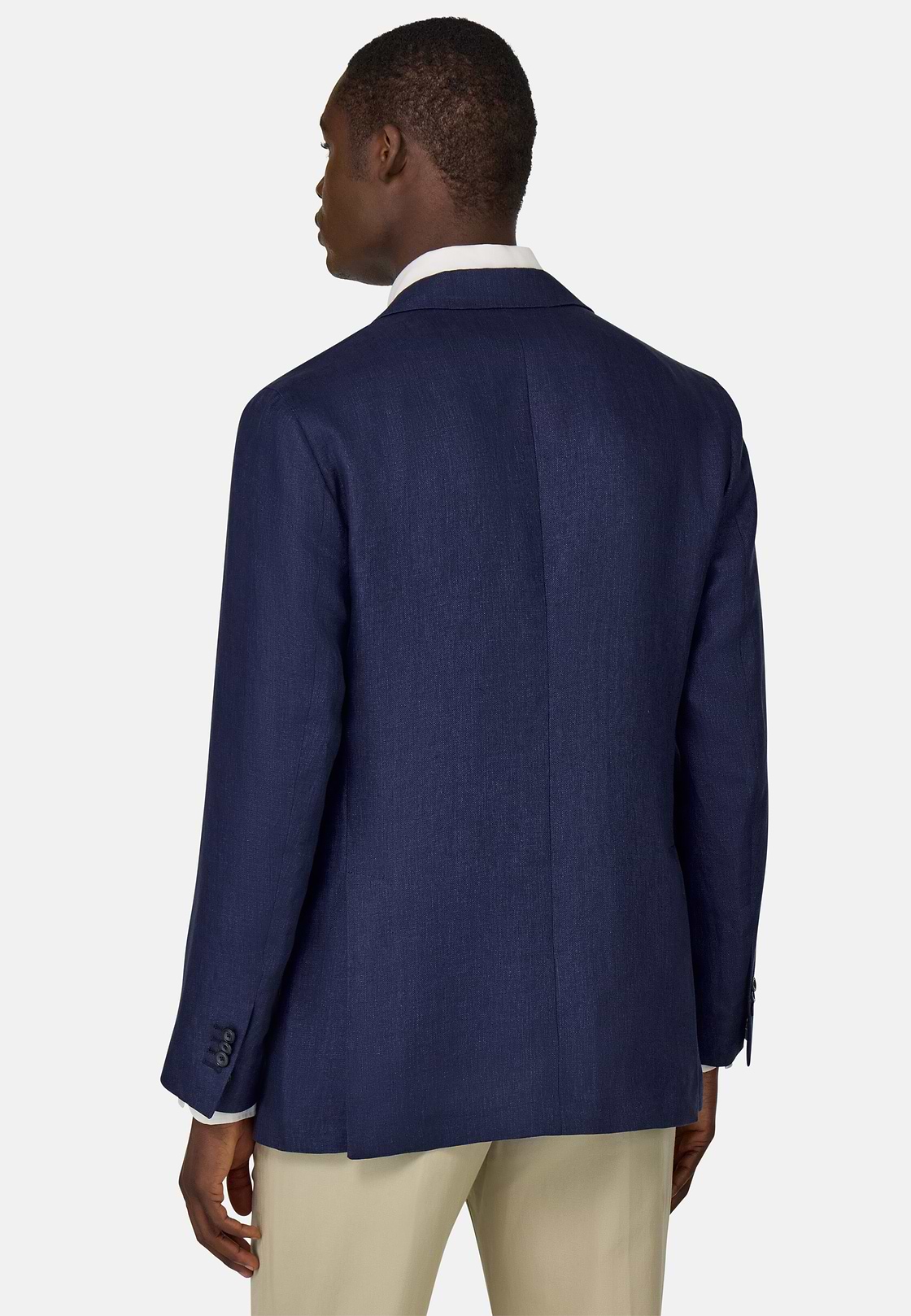 Giacca In Puro Lino, Navy, hi-res
