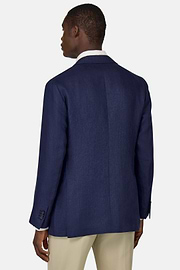 Giacca In Puro Lino, Navy, hi-res