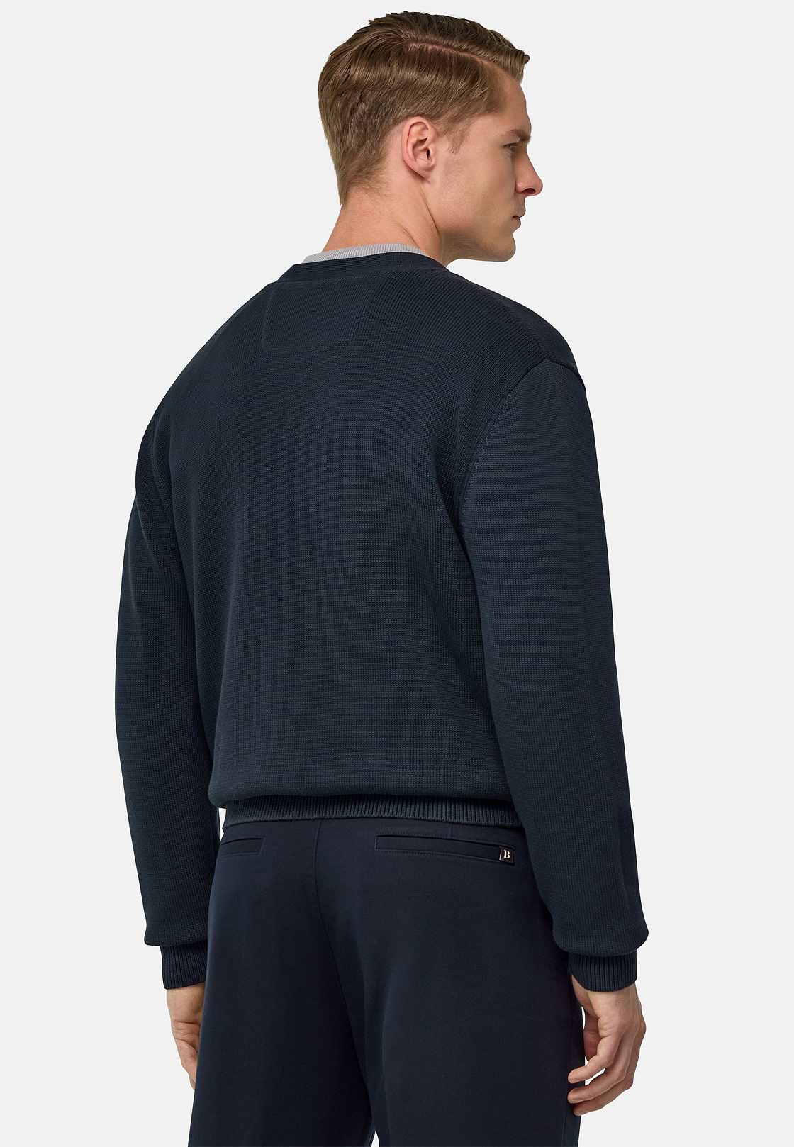 100% Organic Cotton Knitted Cardigan, Navy blue, hi-res