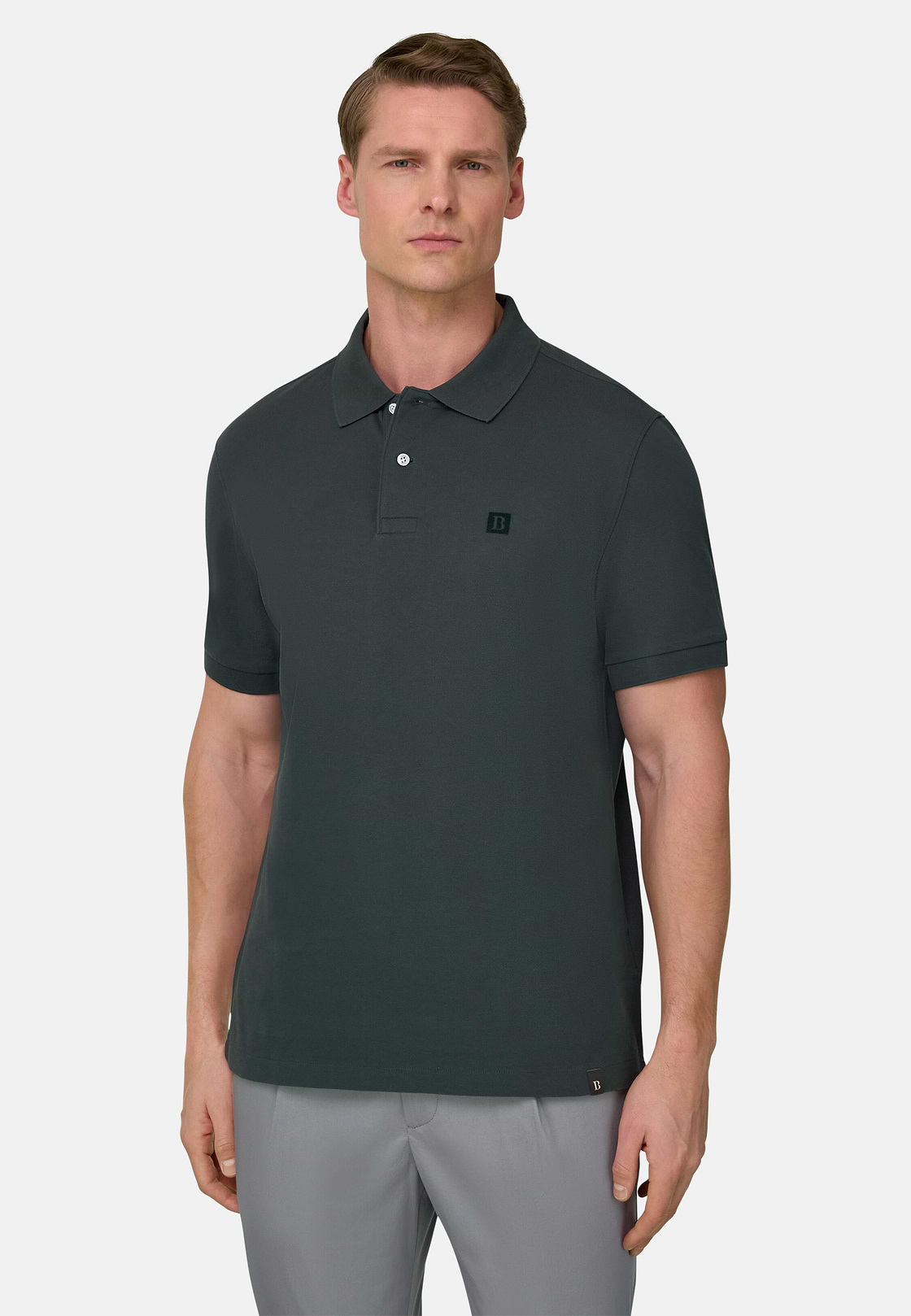 Polo In Pique Di Cotone Regular Fit, Verde, hi-res, 1