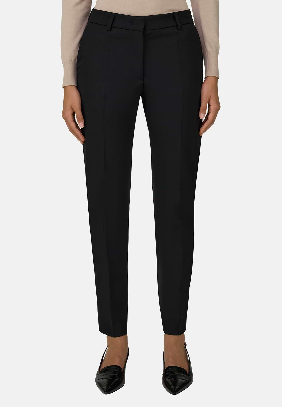 Trousers in Wool Blend Tapered Leg, Black, hi-res, 1