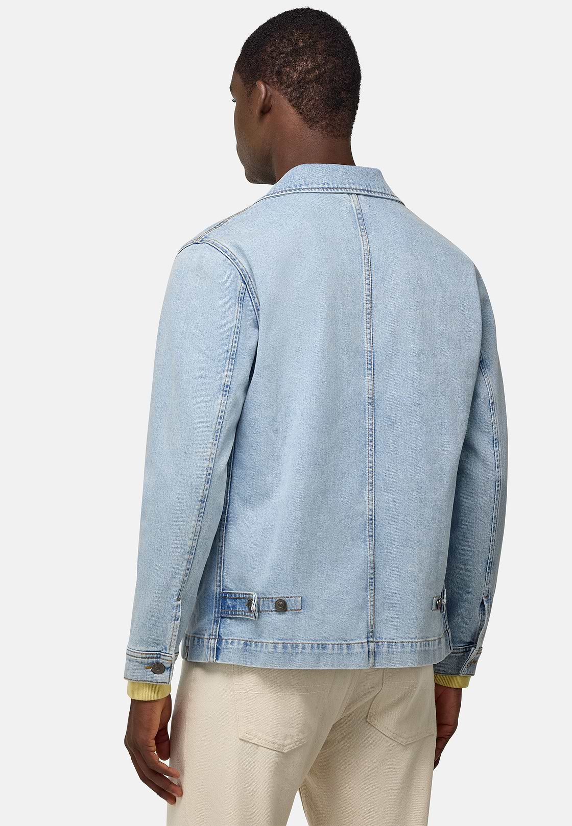 Work Shirt Jacket in Cotton Denim, Medium Blue, hi-res