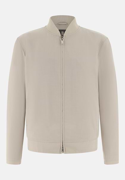 Wool Blend Bomber Jacket, Beige, hi-res