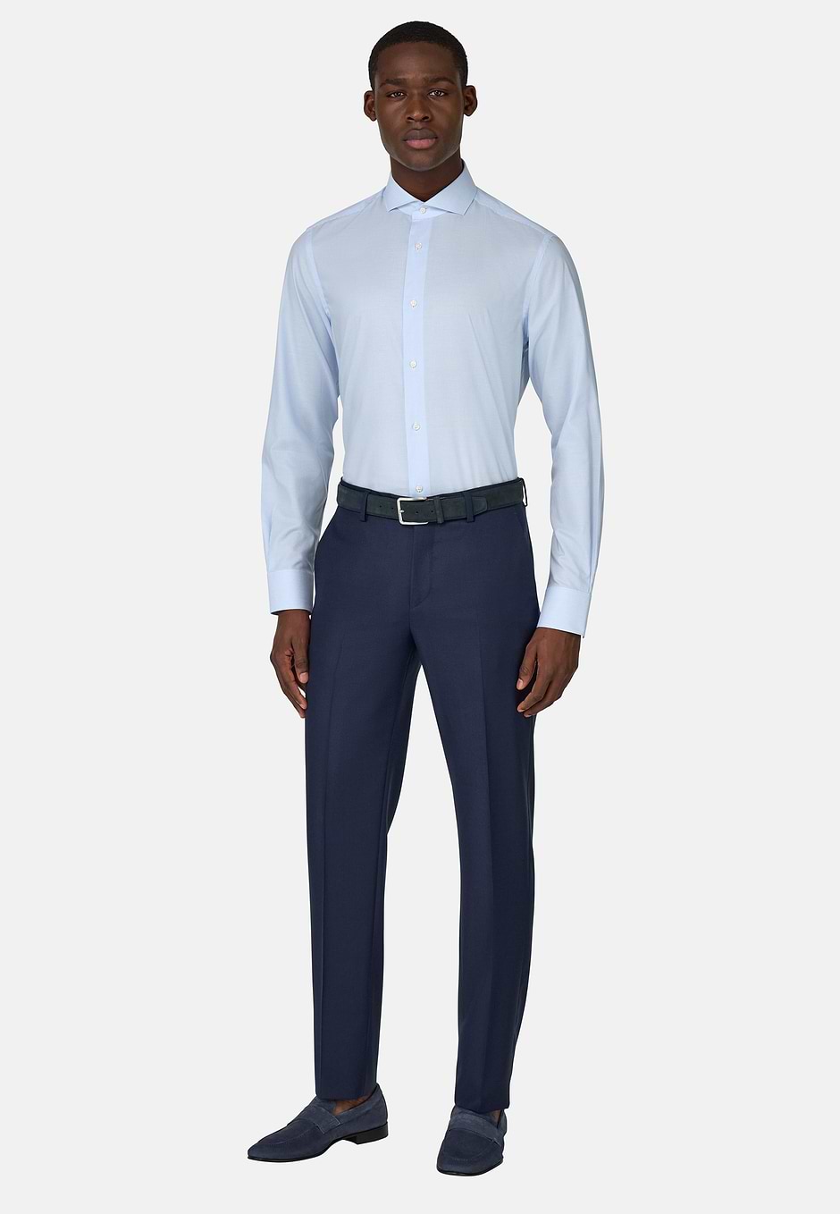 Hemd Aus Baumwolltwill Slim Fit, Hellblau, hi-res