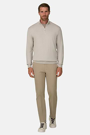 Quarter-Zip Jumper in Merino Wool, Sand, thumb, 2
