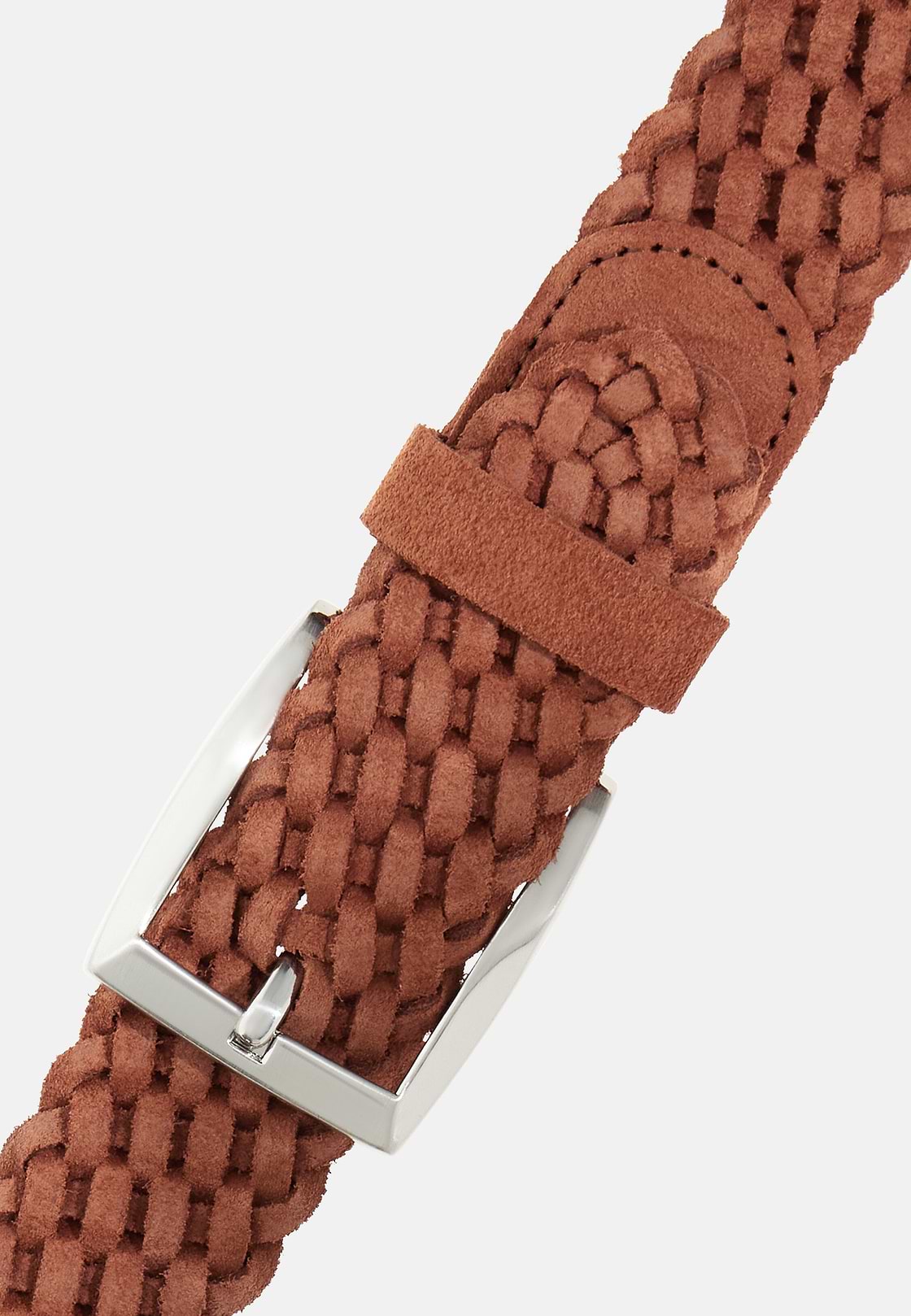 Ceinture Tressée En Daim, Rojo, hi-res