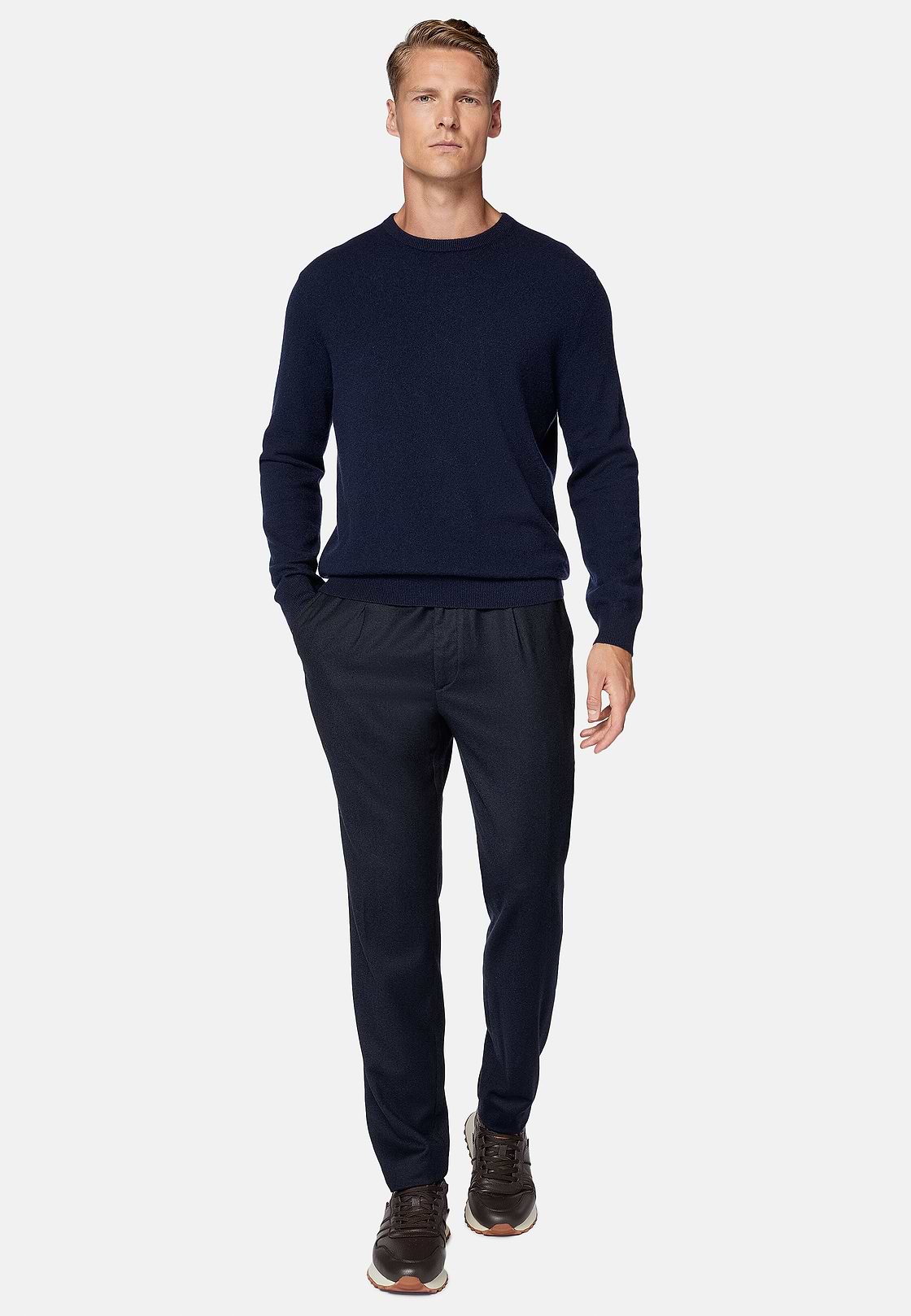 Pantalon De Ville En Flanelle, bleu marine, hi-res