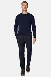 Pantalon De Ville En Flanelle, bleu marine, hi-res