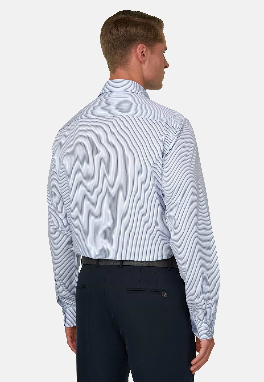 Shirt Striped Poplin Regular Fit, Light Blue, hi-res, 6