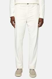 Trousers in Stretch Velvet, Cream, hi-res