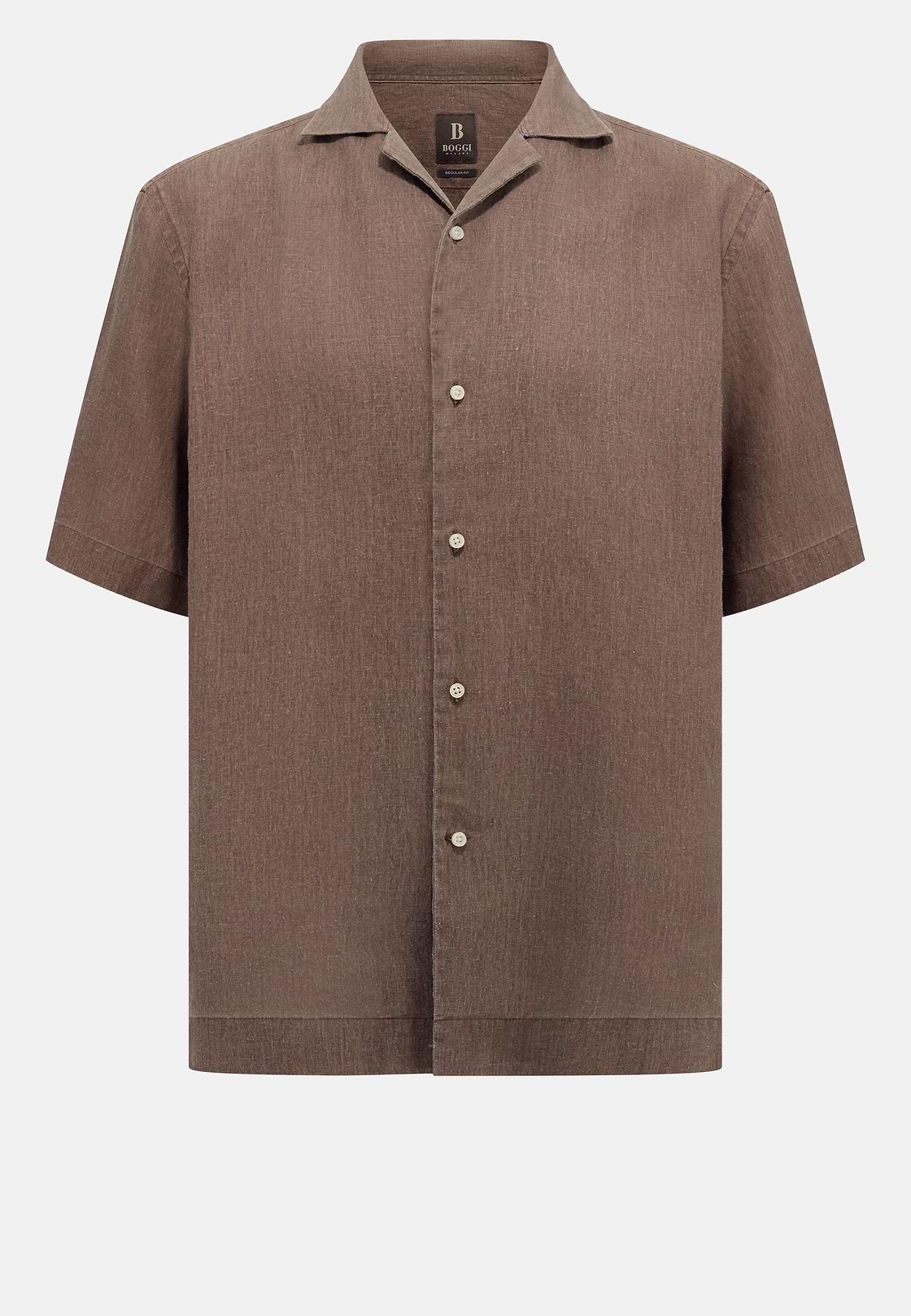 Regular Fit Linen Shirt, Taupe, hi-res