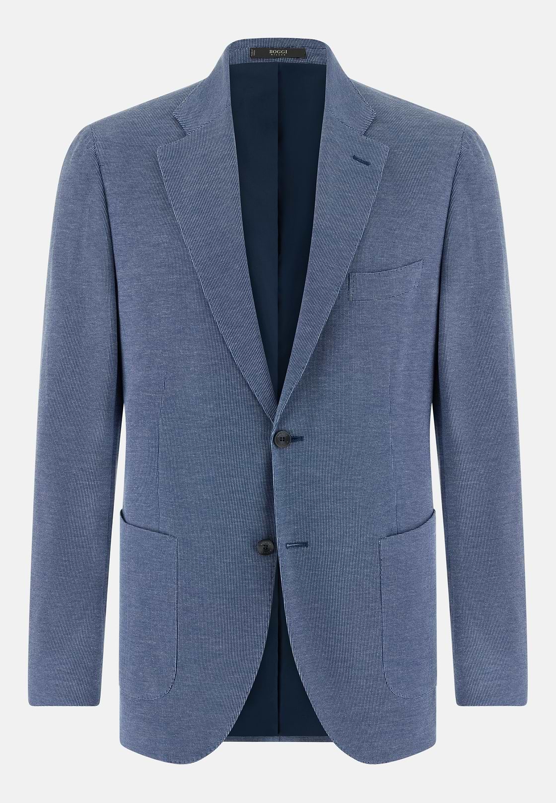 B Jersey Pinpoint Jacket in a Cotton Blend, Blue, hi-res, 5