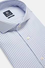 Camisa De Rayas Celestes De Algodón Dobby Slim Fit, Azul claro, hi-res