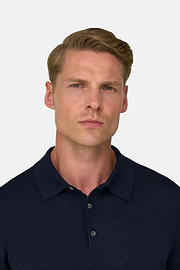 Gestricktes Polo aus Merino, Navy blau, thumb, 3