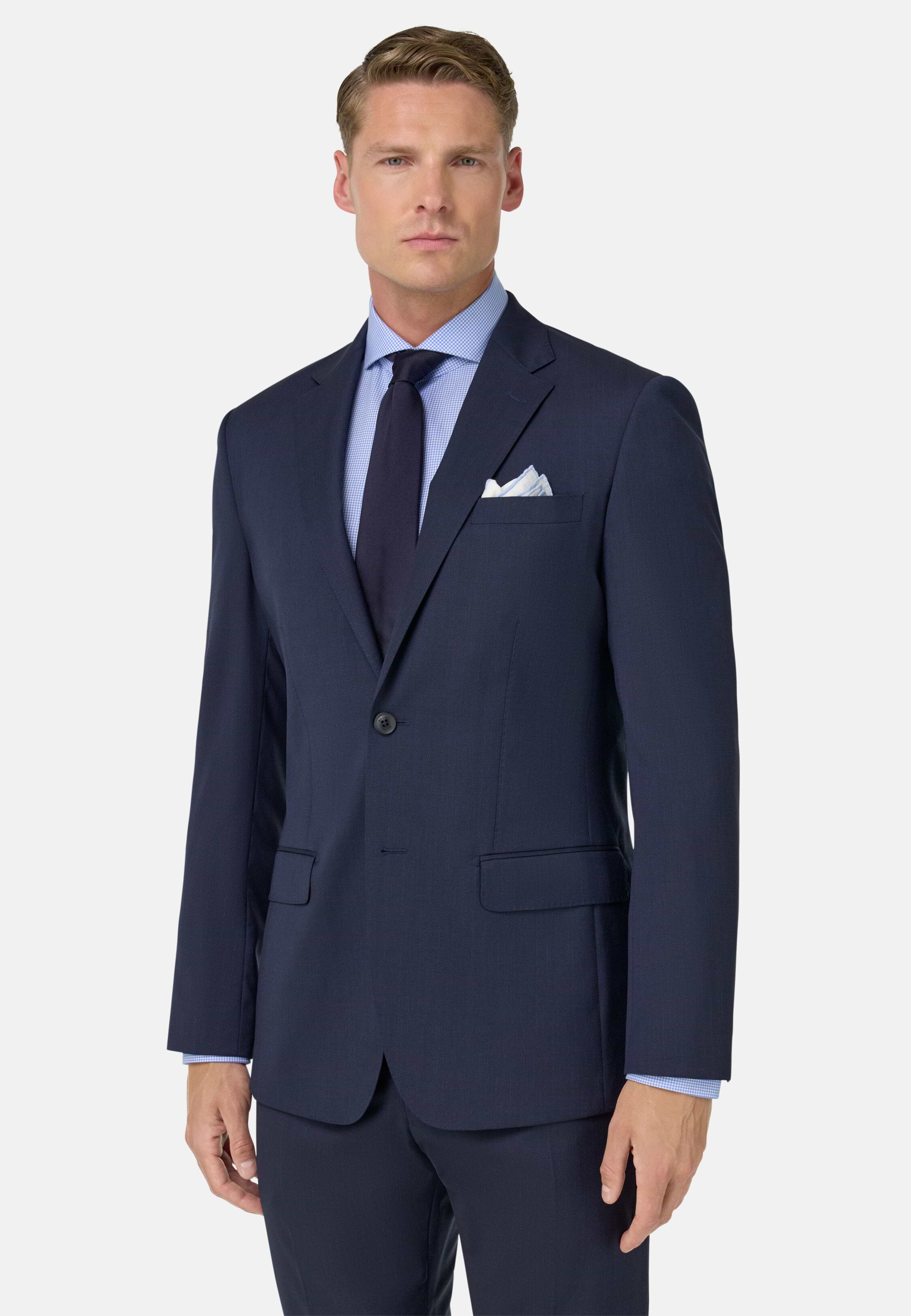 Men's Micro Pattern Suit in Stretch Wool | Boggi Milano